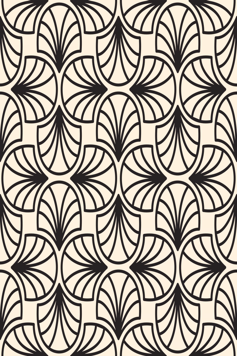 Geometric Pattern: Art Deco: Curve Outline / Red Wolf