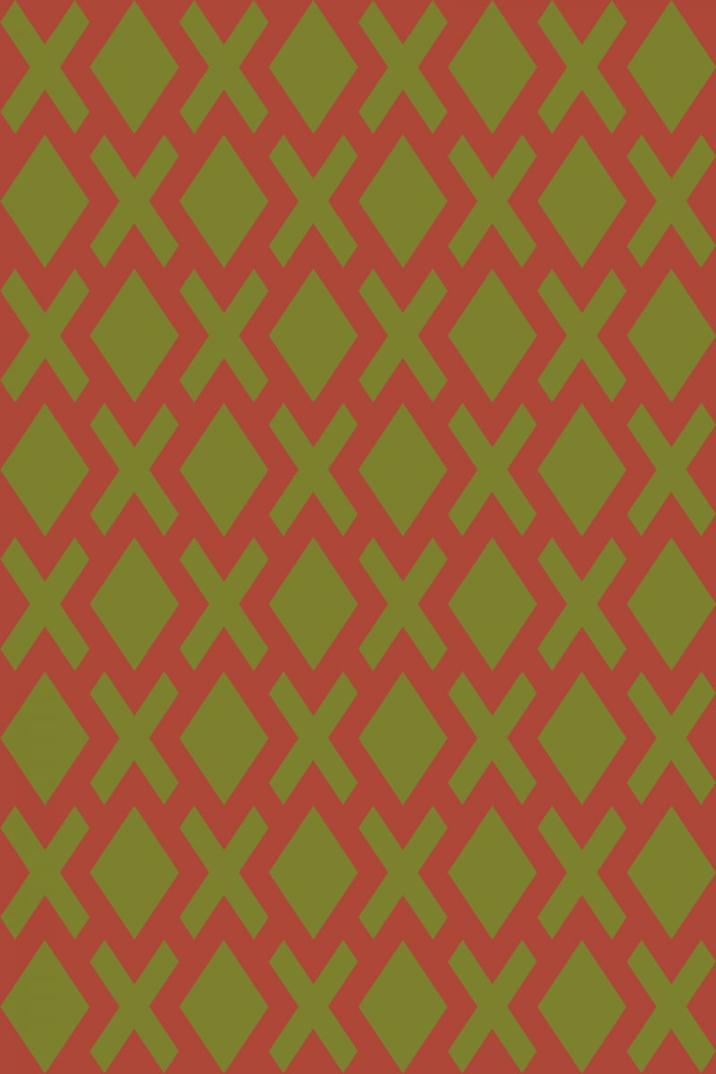 Geometric Pattern: Diamond Cross / Red Wolf