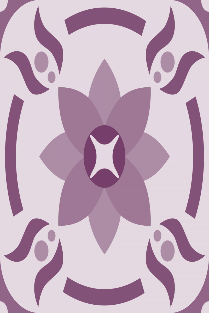 Geometric Pattern: Waterlily: Gemstone Light / Red Wolf