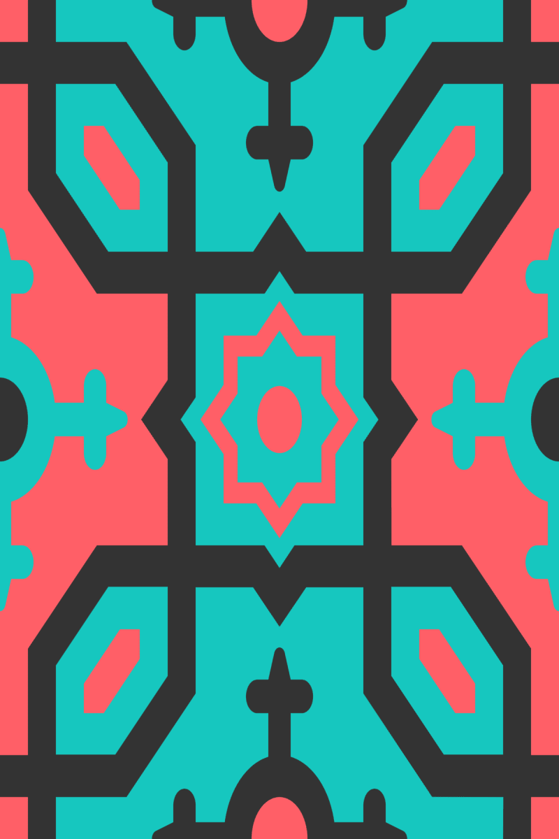 Geometric Pattern: Templo: Moderna Dark / Red Wolf