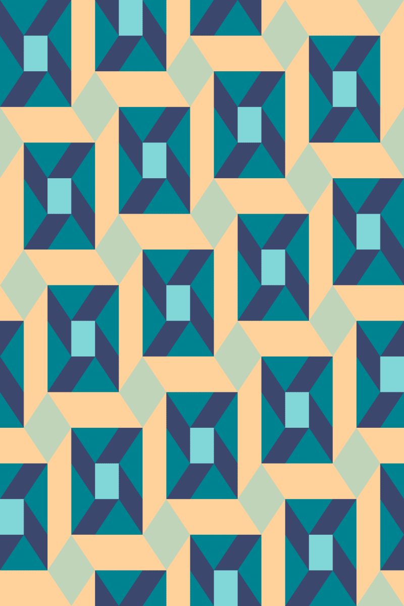 Geometric Pattern: Sanchez: Art Deco / Red Wolf