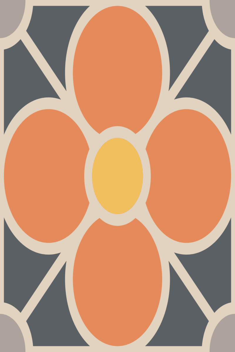 Geometric Pattern: Plumeria: Garden / Red Wolf