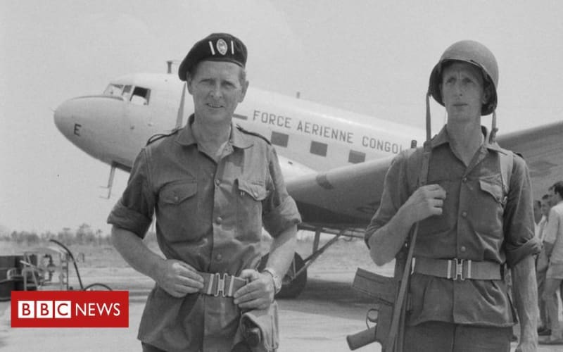 Getty Images: Mike Hoare, seen here with his bodyguard in 1964, was internationally renowned until his career ended in an embarrassing anti-climax