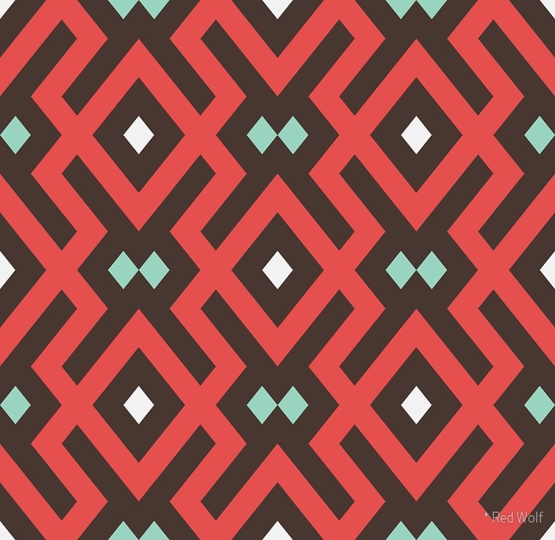 Geometric Pattern: Diamond Delta / Red Wolf
