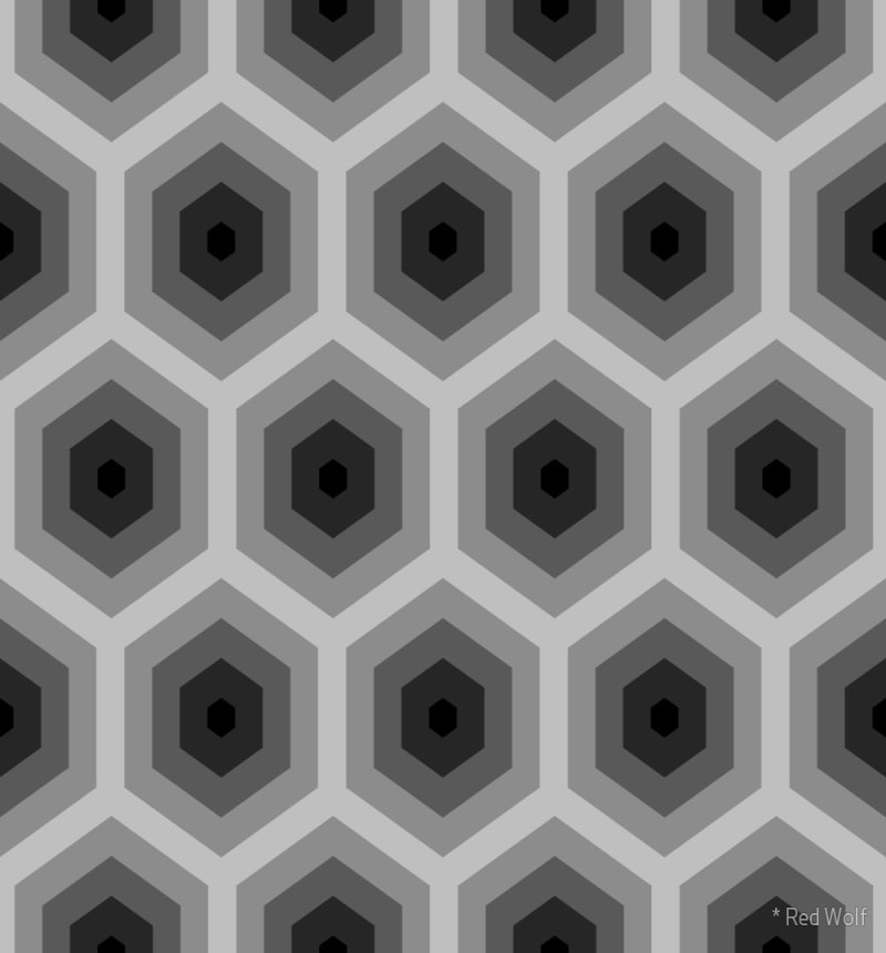 Geometric Pattern: Hexagon Hive / Red Wolf