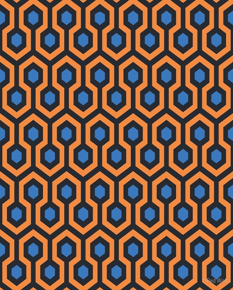 Geometric Pattern: Looped Hexagons / Red Wolf