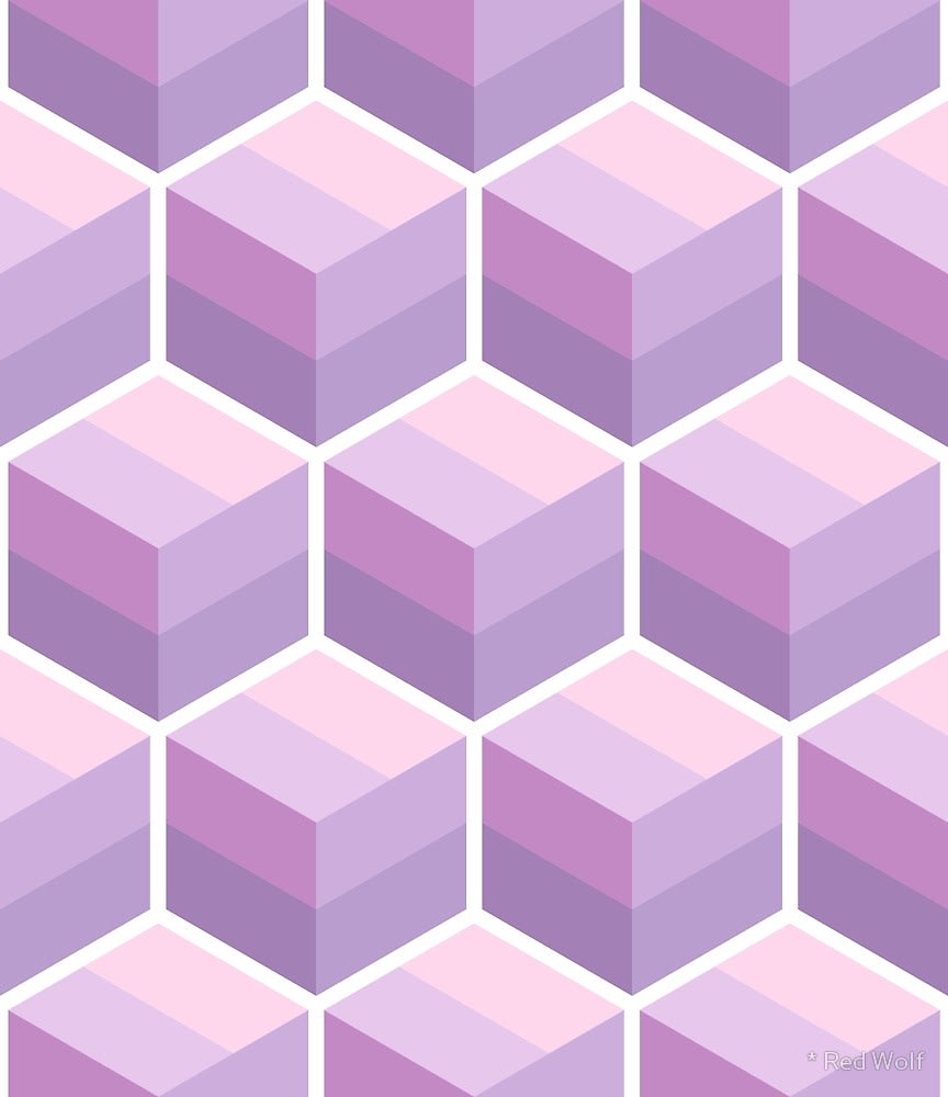 Geometric Pattern: Cube Stripe / Red Wolf