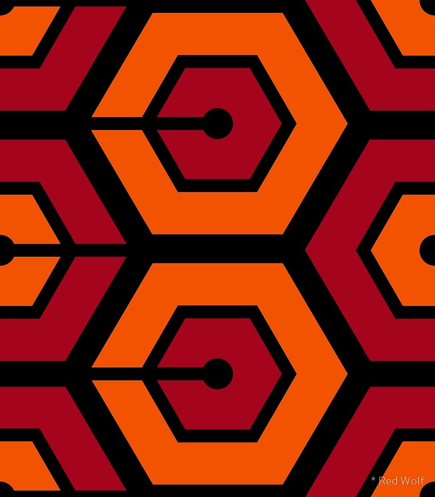 Geometric Pattern: Linked Hexagon / Red Wolf