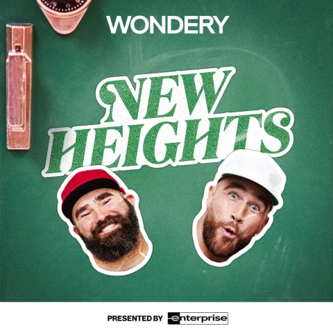 Podcast cover: New Heights with Jason and Travis Kelce