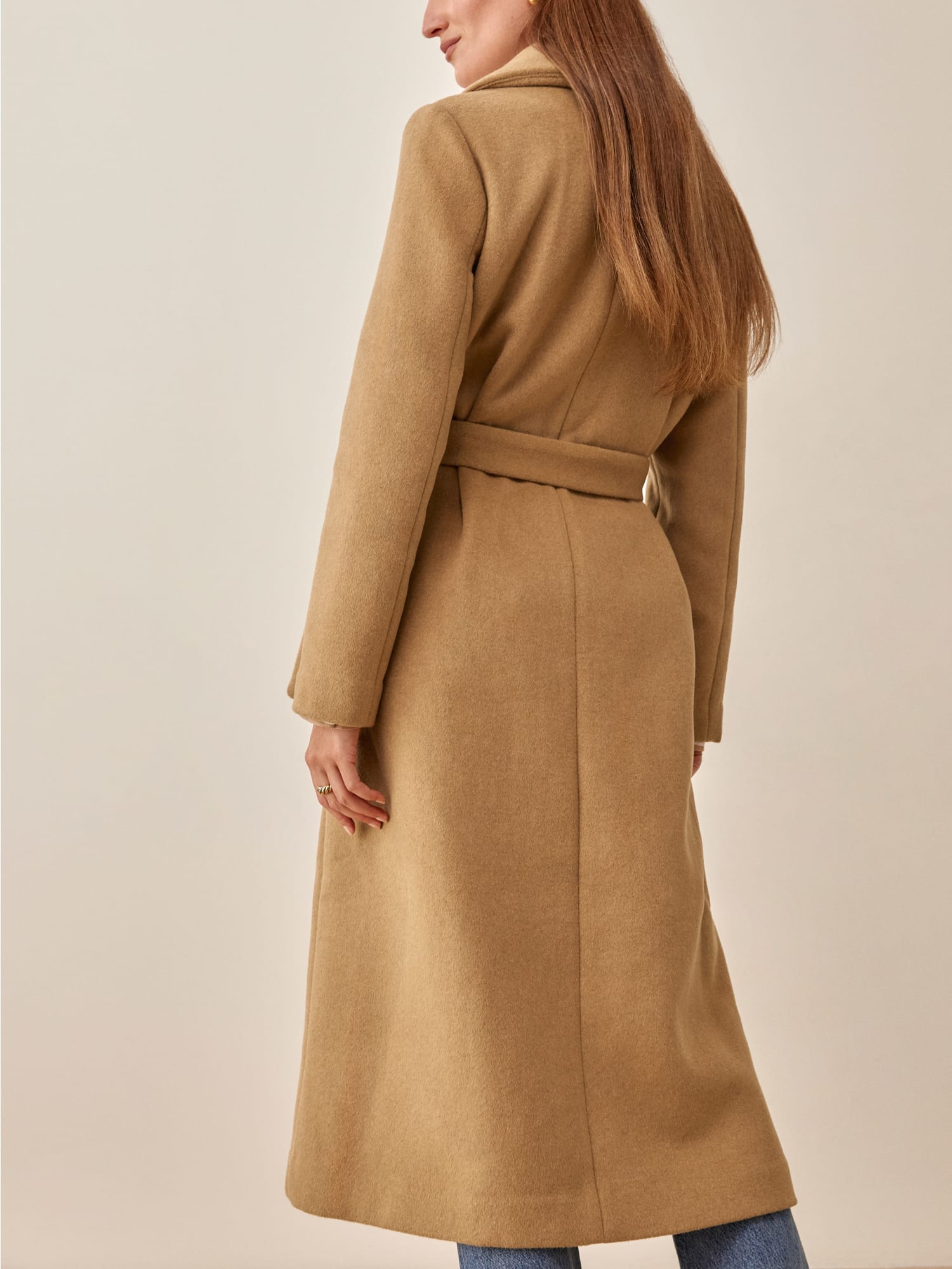 reformation camel coat