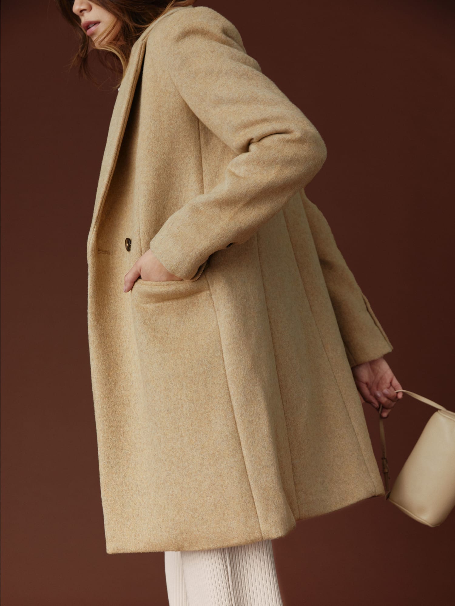 reformation camel coat