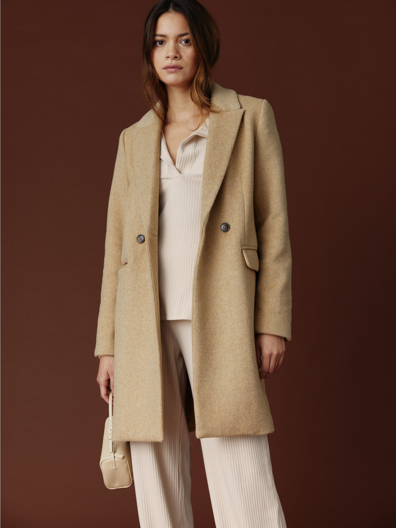 reformation camel coat