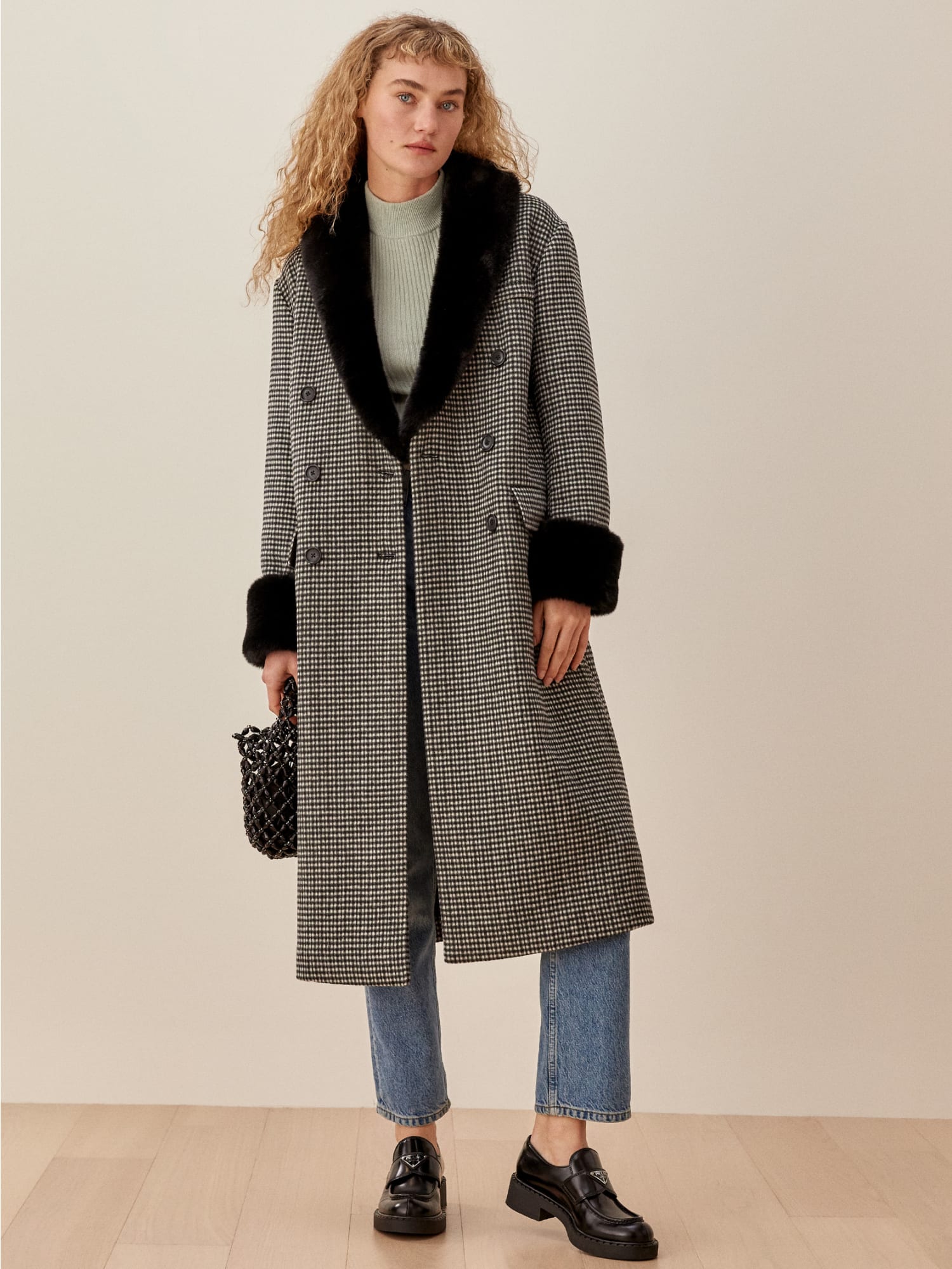 reformation plaid coat