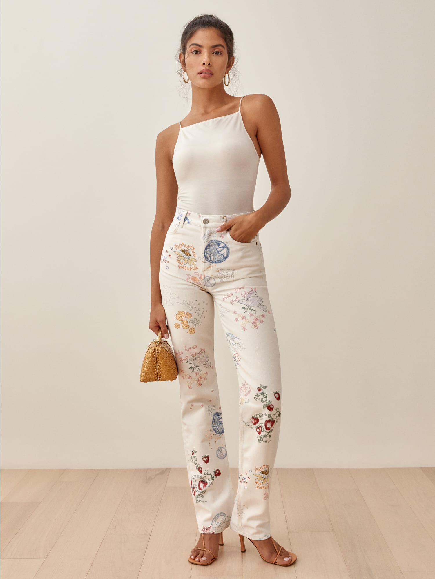 Cynthia Doodle High Rise Straight Long Jeans - Sustainable Denim |  Reformation