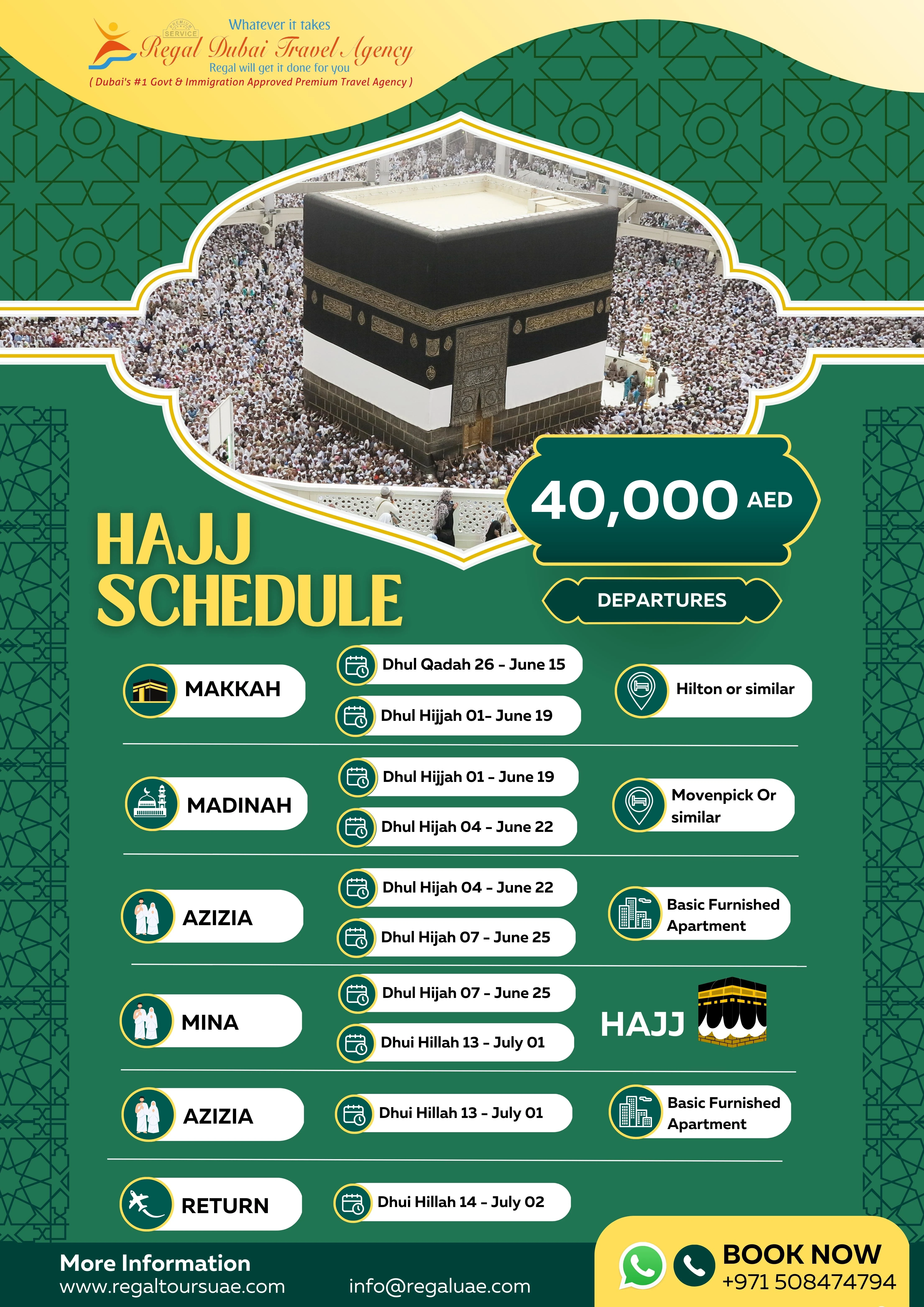 hajj package schedule 2023