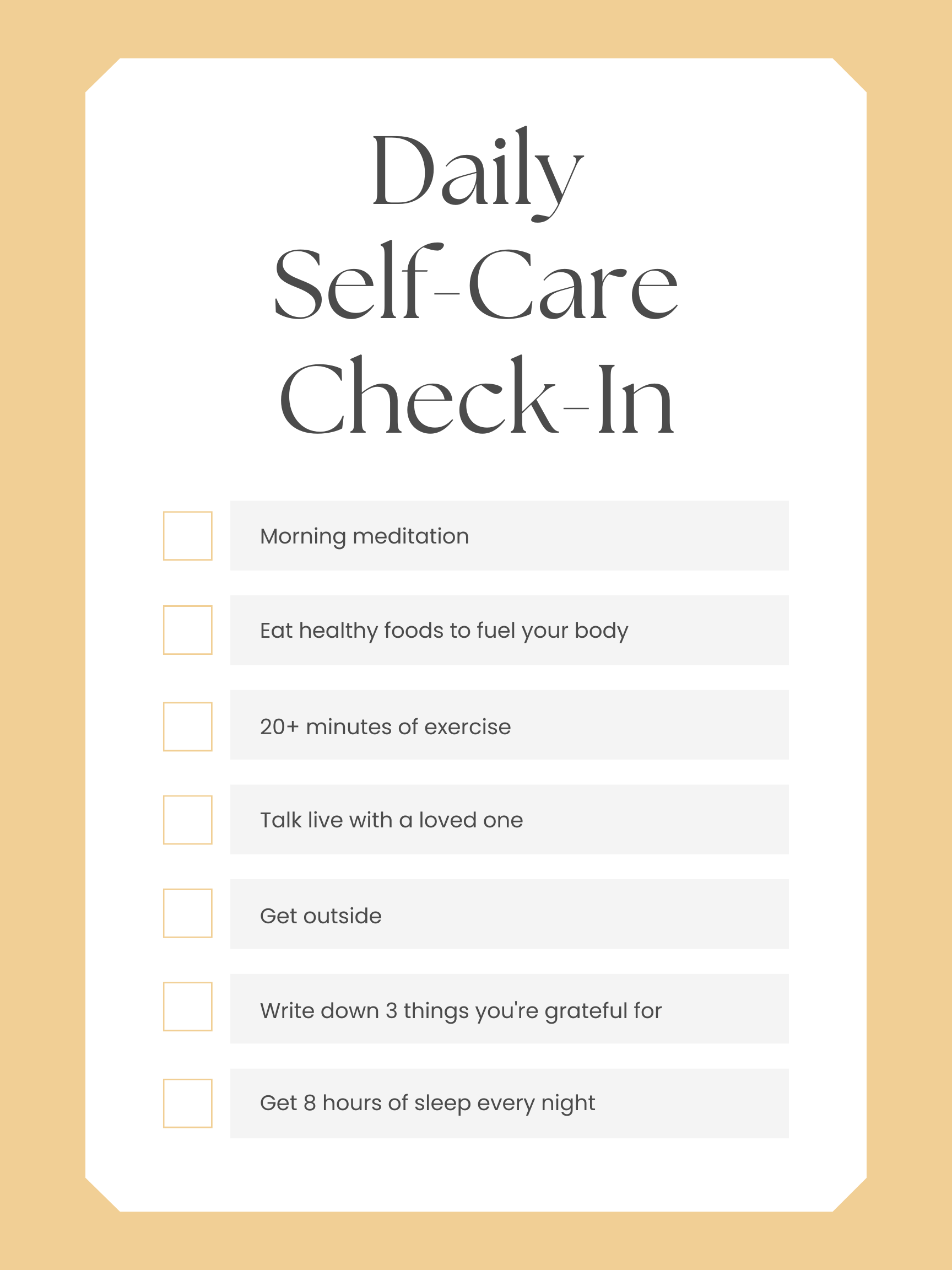 daily self care check in