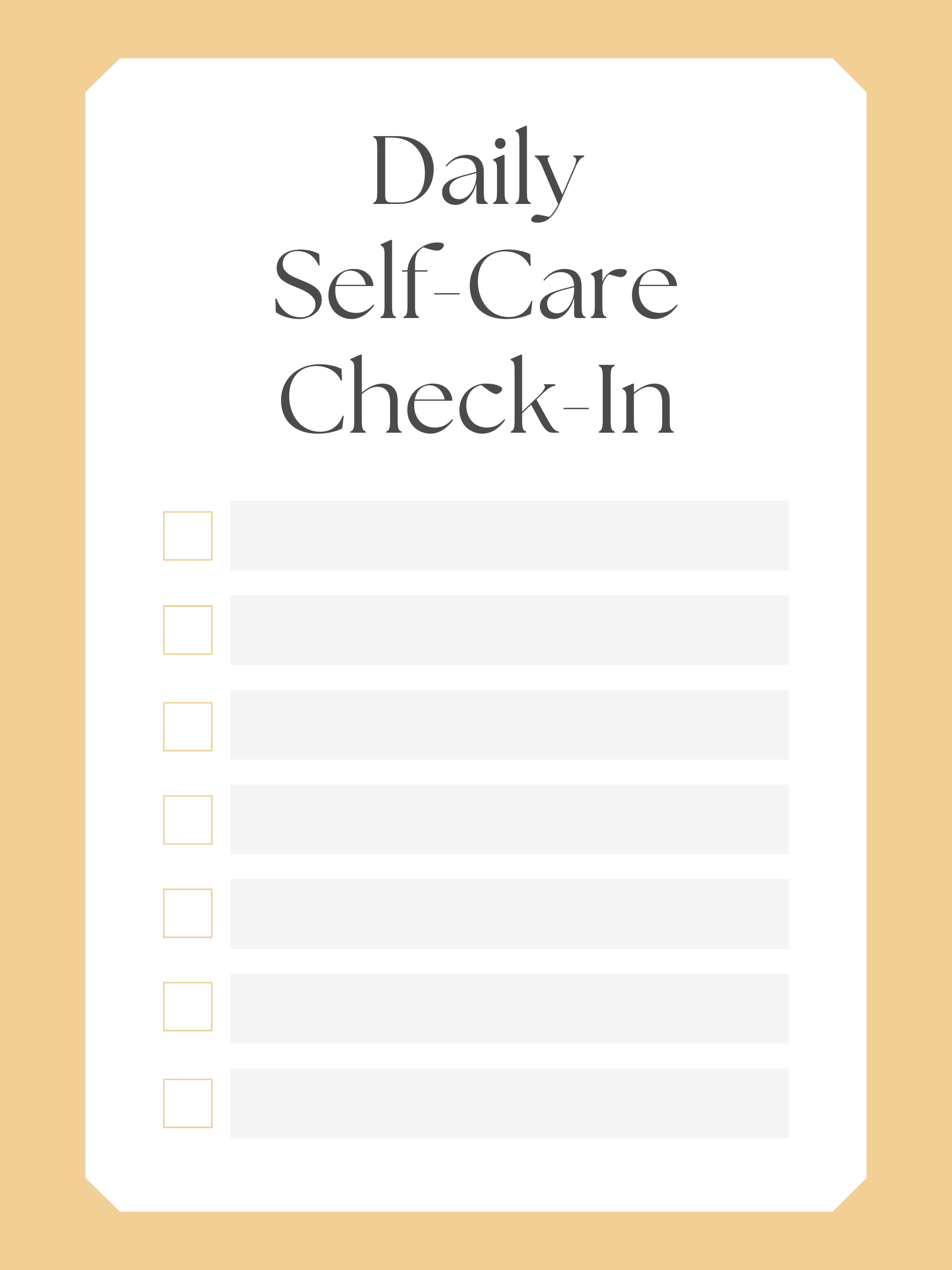 daily self care check in blank