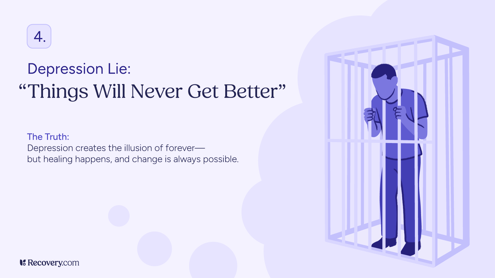 I Interviewed 300 People About Their Depression—Here Are the 6 Most Common Lies It Tells People 4 Mental health support graphic from Recovery.com featuring