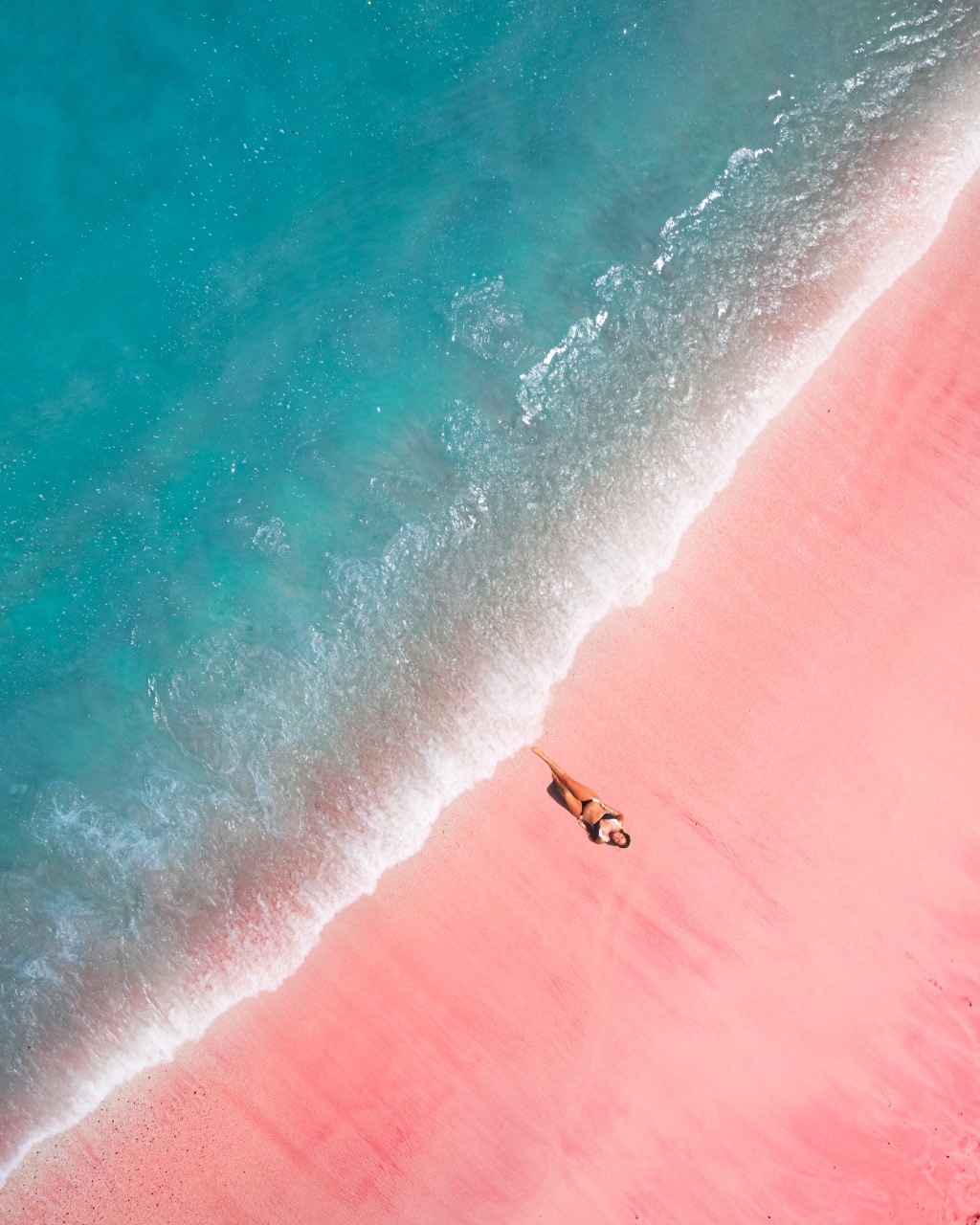 Em Enjoying the Pink Beach