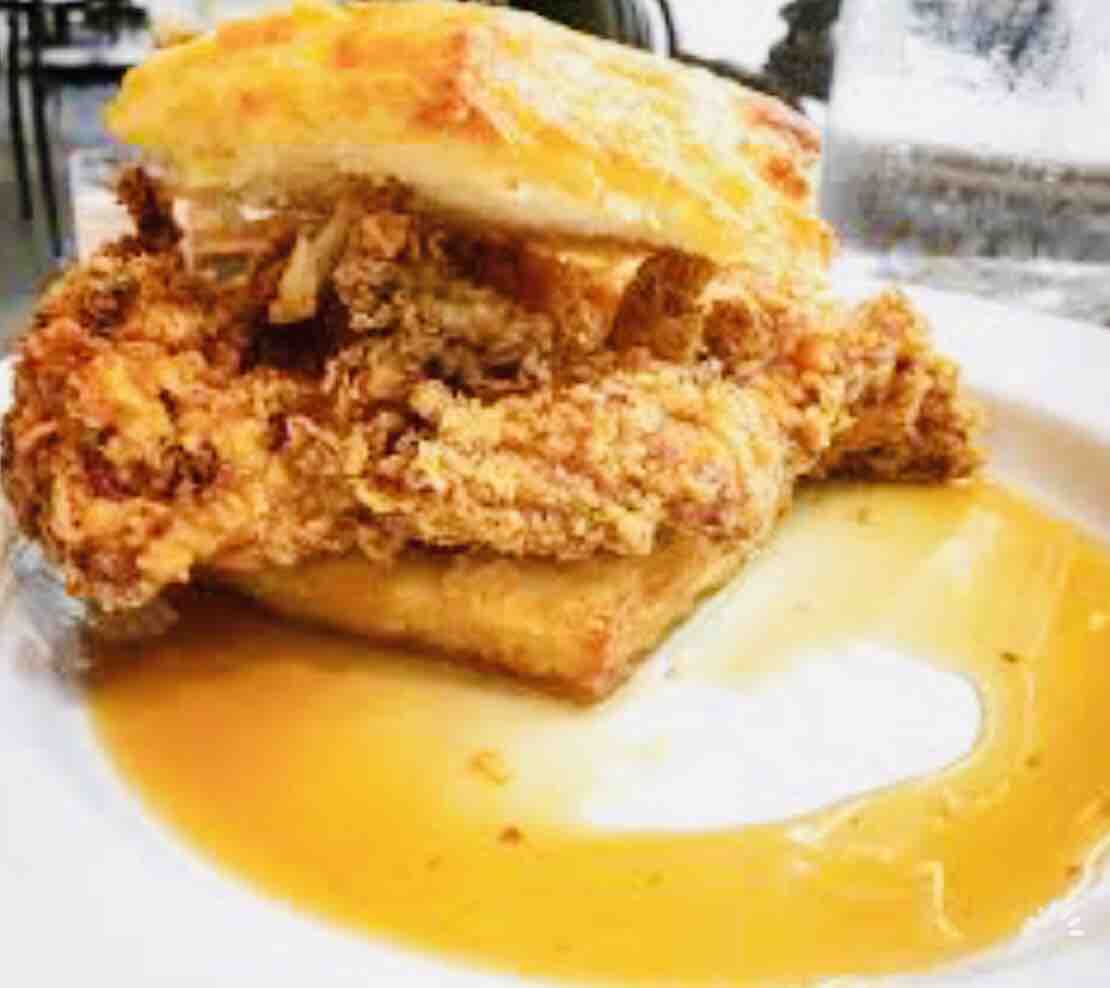 Chicken \x26 Biscuit with Honey and Hot Sauce