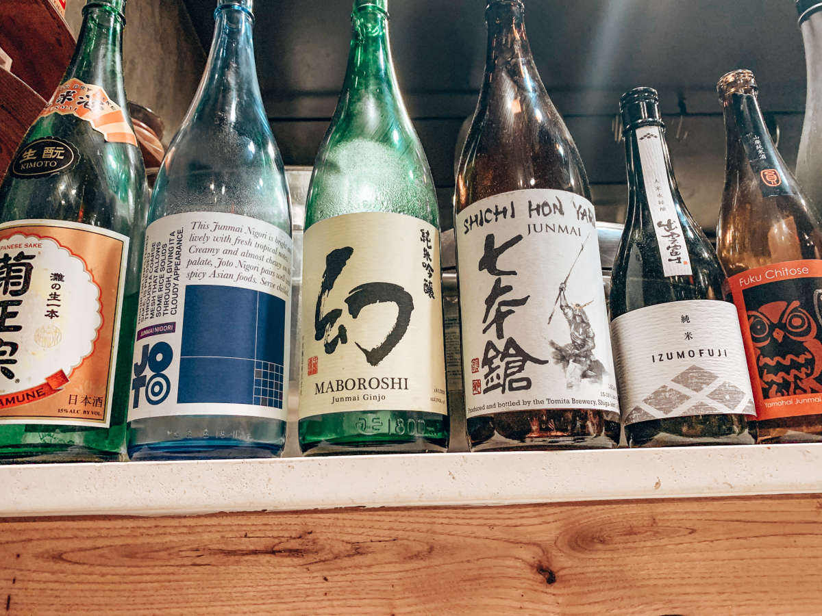 Sake options range from cold to hot