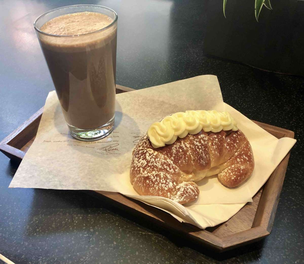 The Nitro Mole Mocha with a decadent brioche crema pastry.  