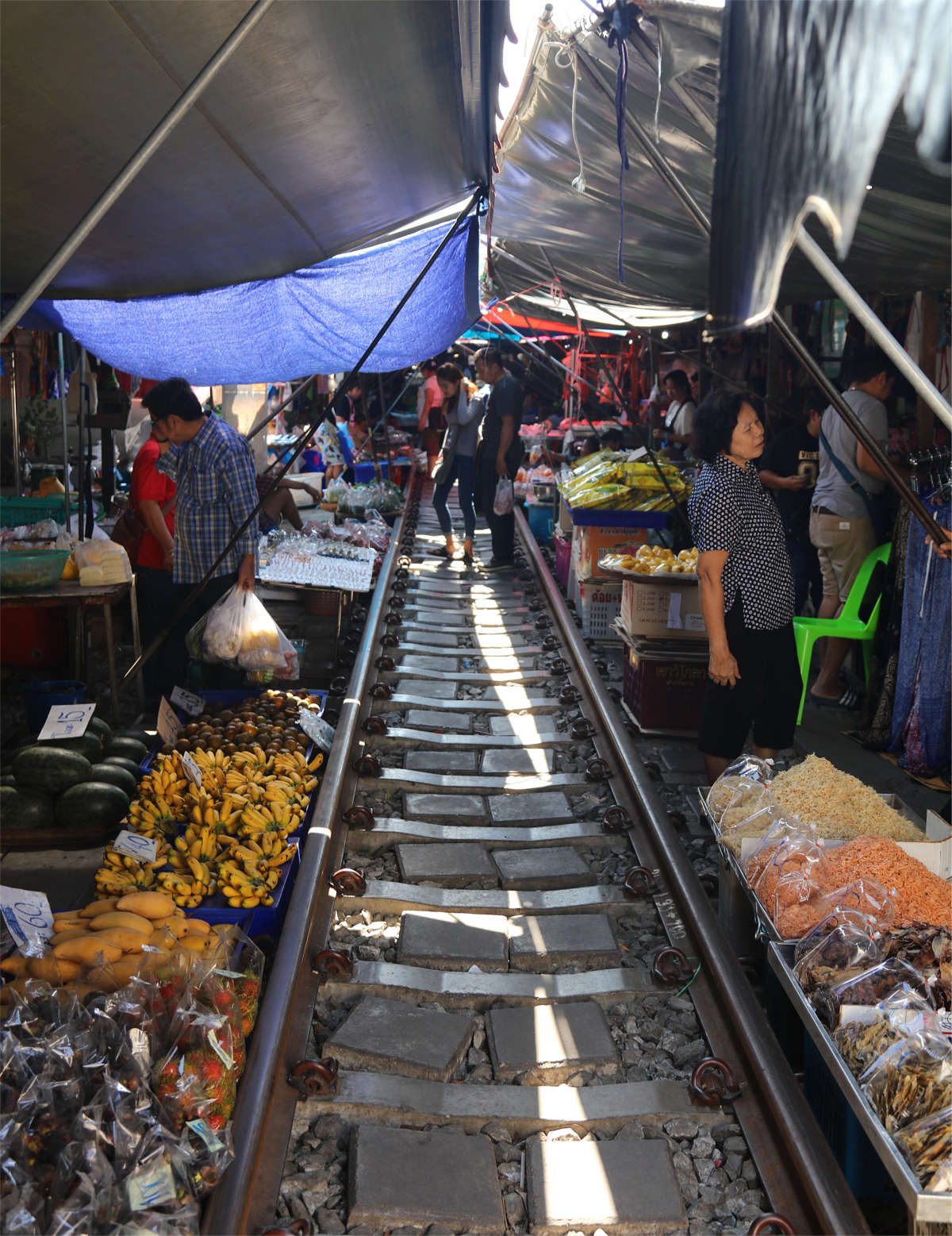 A variety of items sold just inches from the track