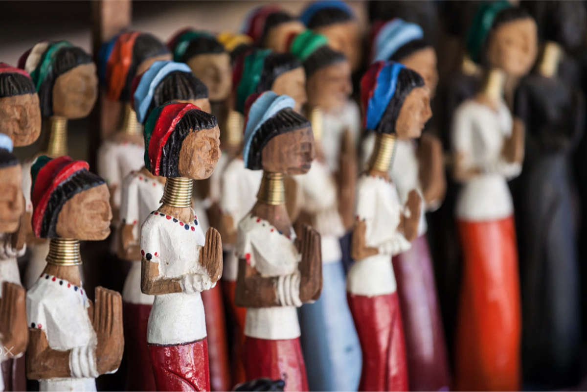 Hand carved wooden hill tribe figurines