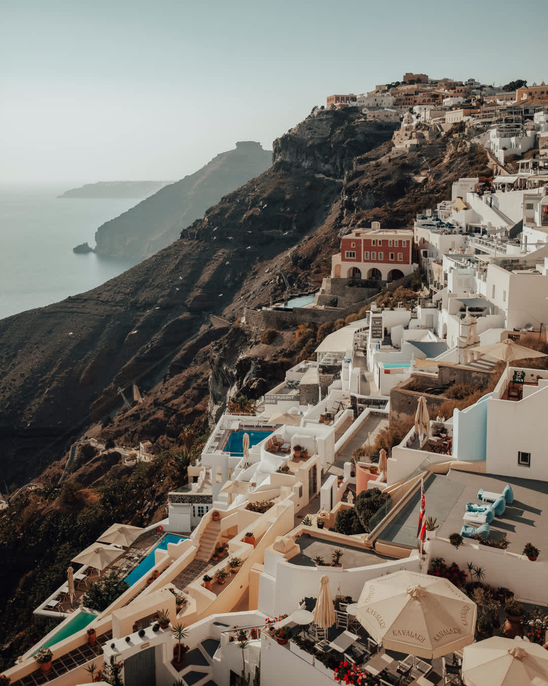 Fìra, capital of Santorini, Oìa in the background.