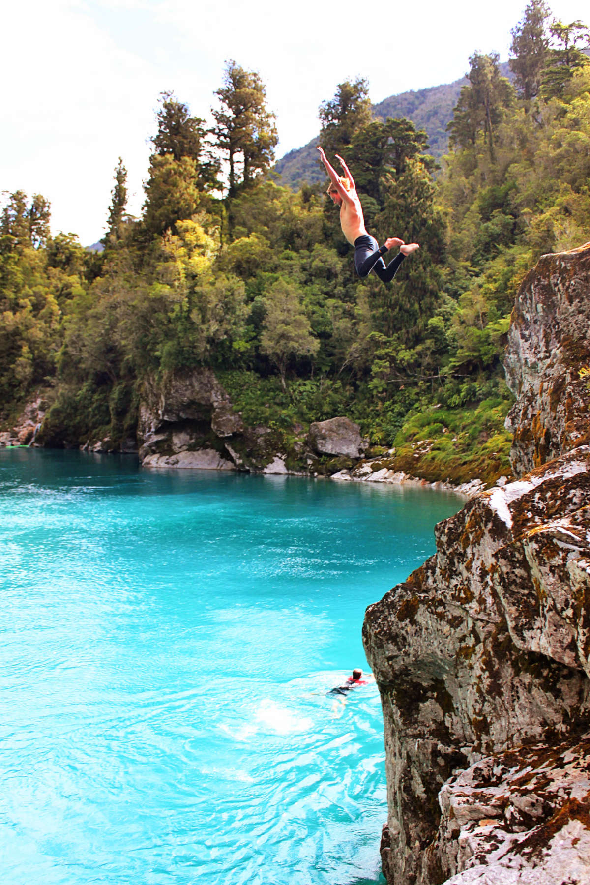 Cliff jumping at Hokitika Gorge