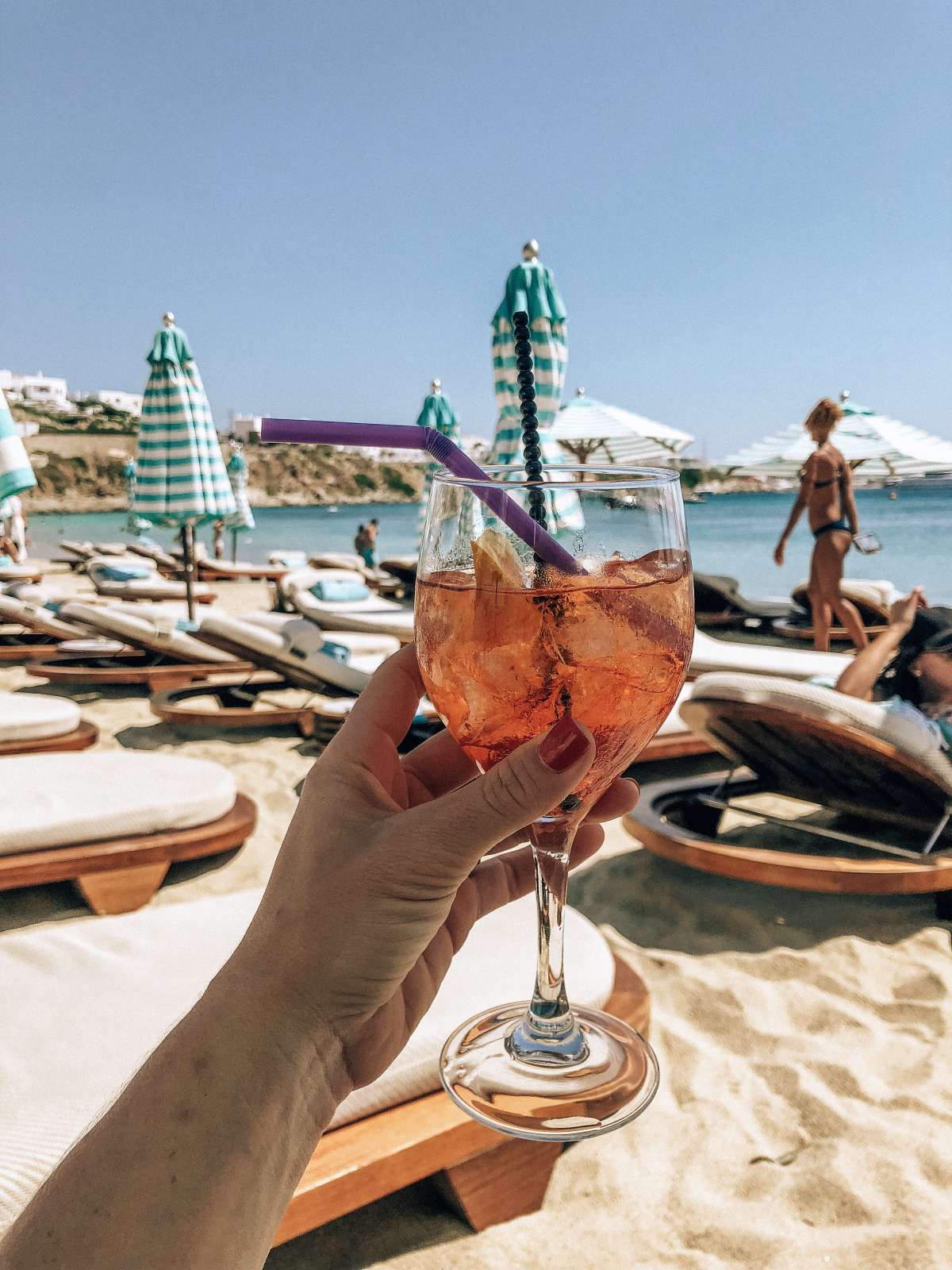 Cold drinks on a hot Mykonos day