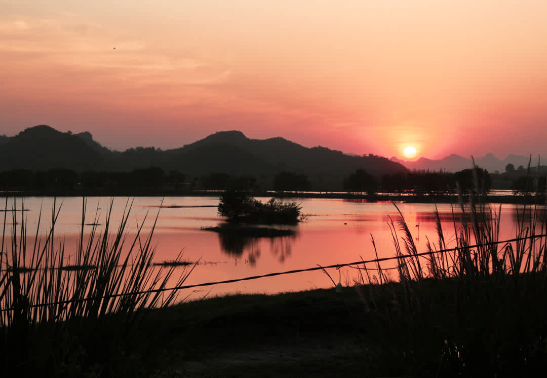 Sunset view in Ninh Binh countryside