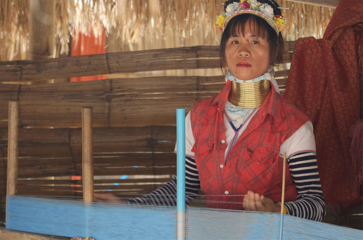 Karen tribe lady weaving