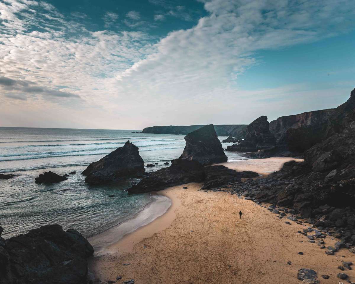 After walking-down the steps a beautiful beach awaits.