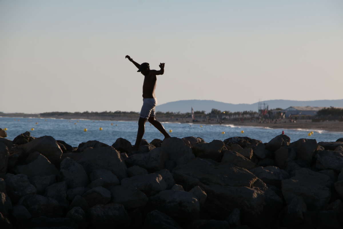 Rock Jumping by the sea 