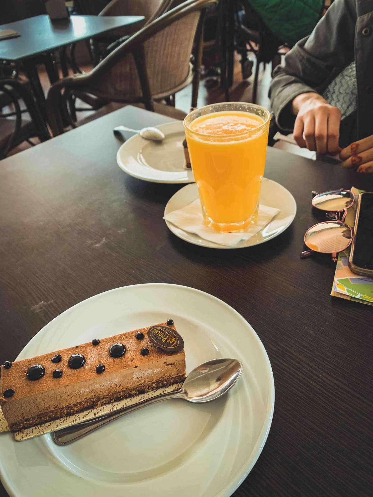 enjoying some moroccan sweet and orange juice 