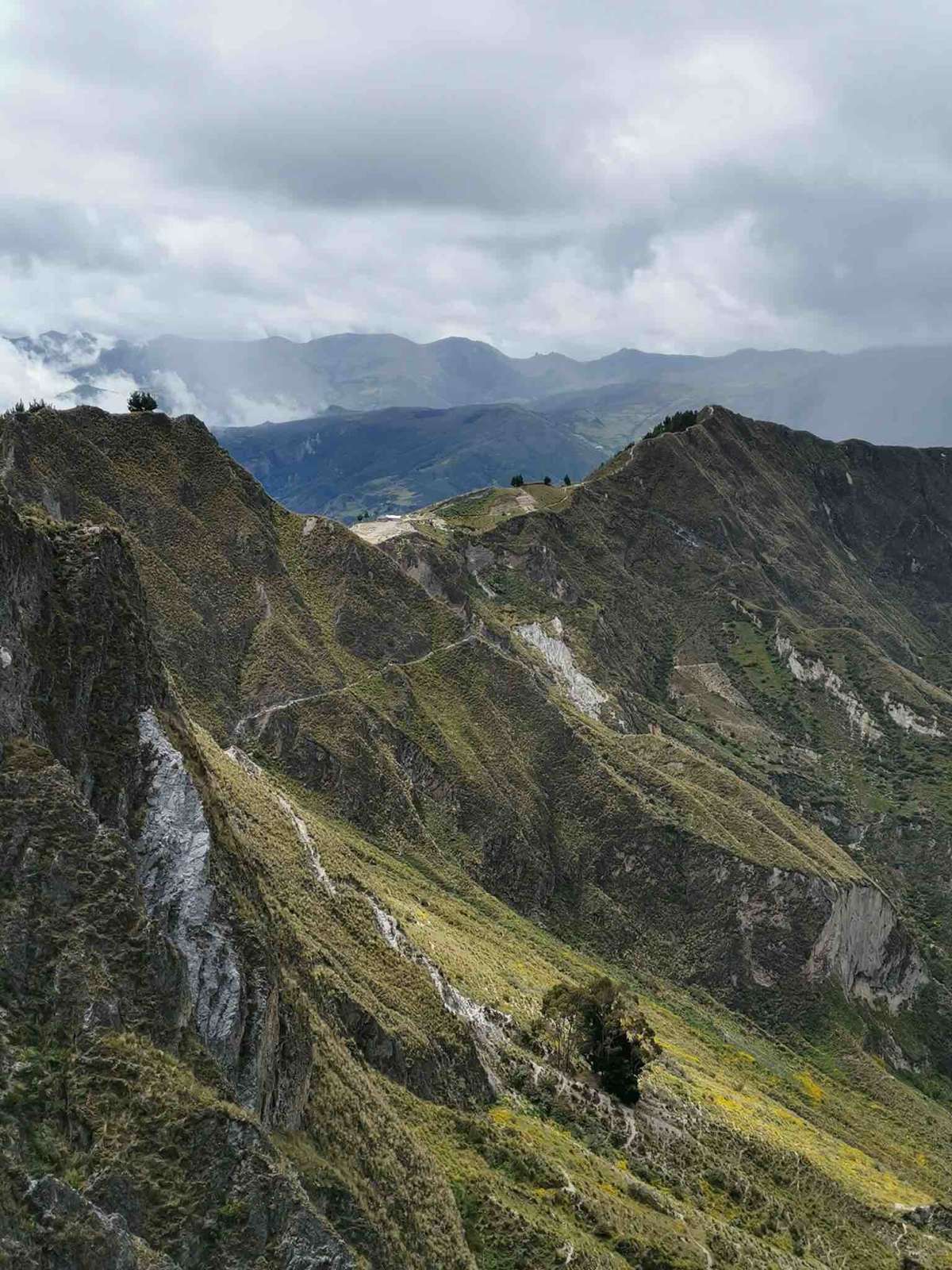 Rugged peaks surrounding Laguna de Quilotoa