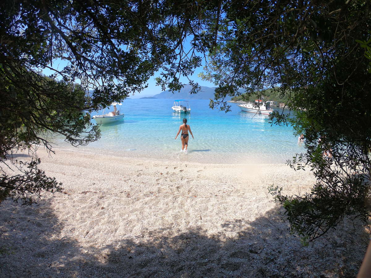 White pebble beach and crystal clear waters!