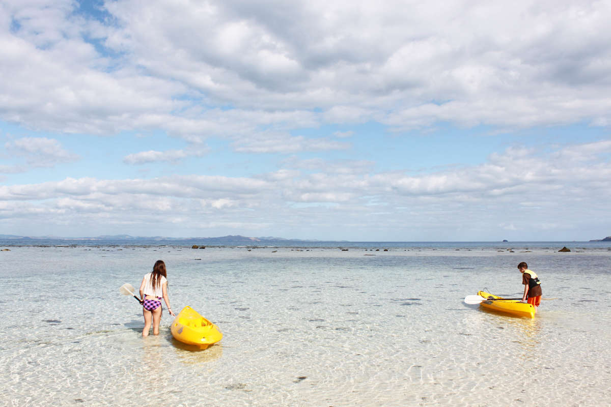 Kayaks are available for guests to use