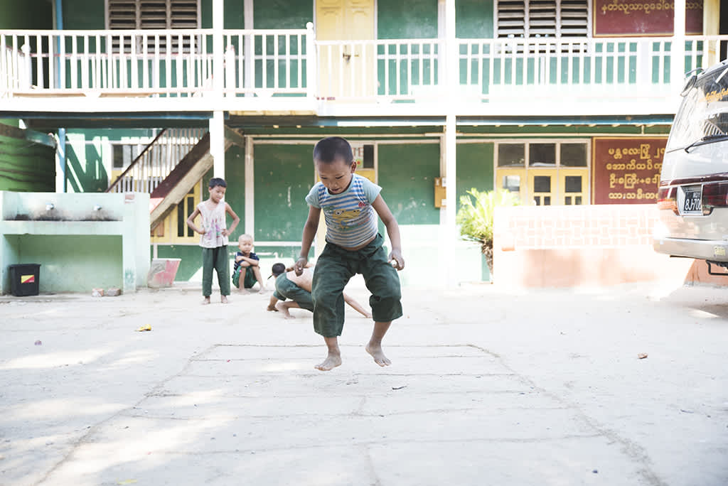 Kids playing at a Monastery School