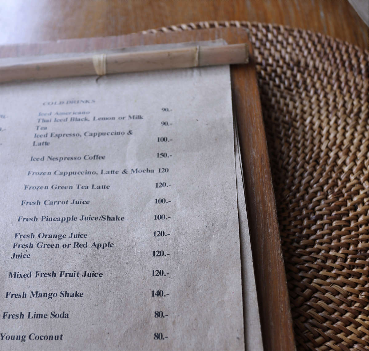 The menu at cafe waya has all of the basic western breakfasts as well as Thai food items.