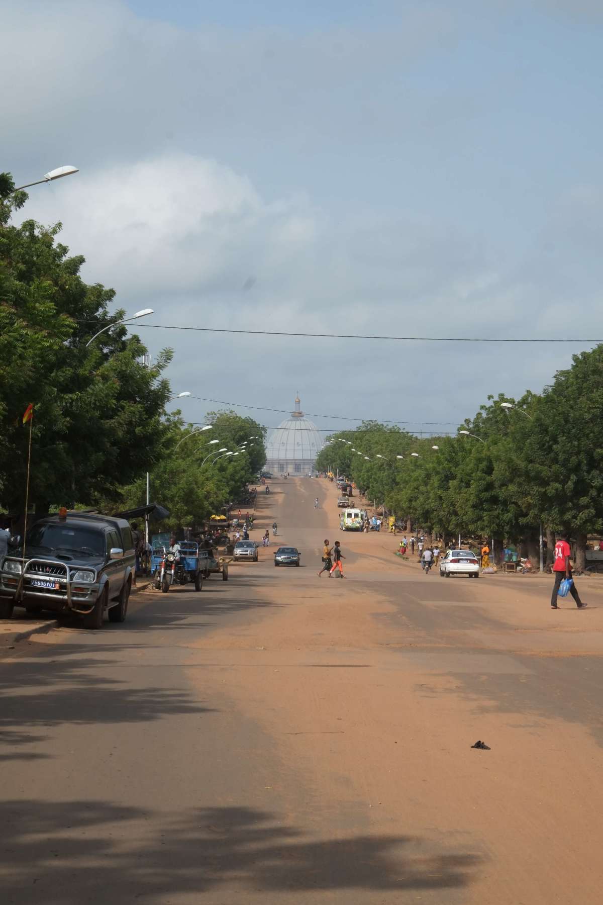 The main road of Yamoussoukro leads up to the largest church in the world