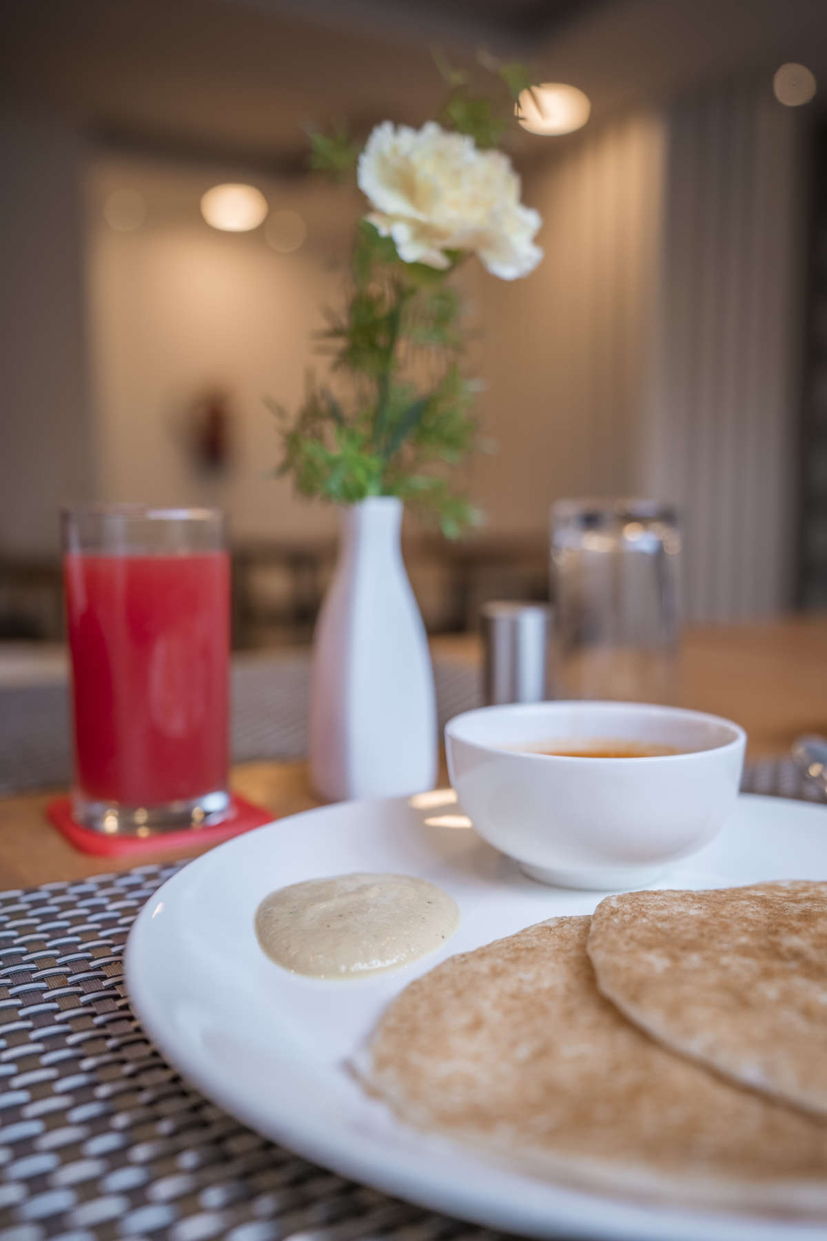 Dosa with coconut sauce 