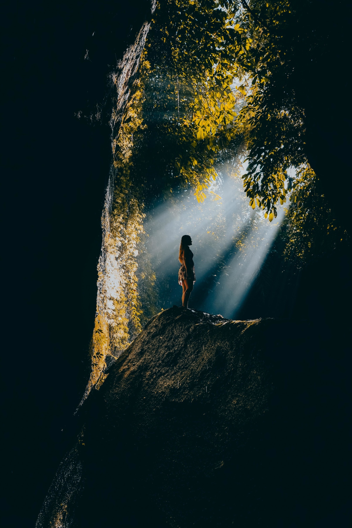 One of the most magical places in Bali - little cave next to Tukad Cepung waterfall.