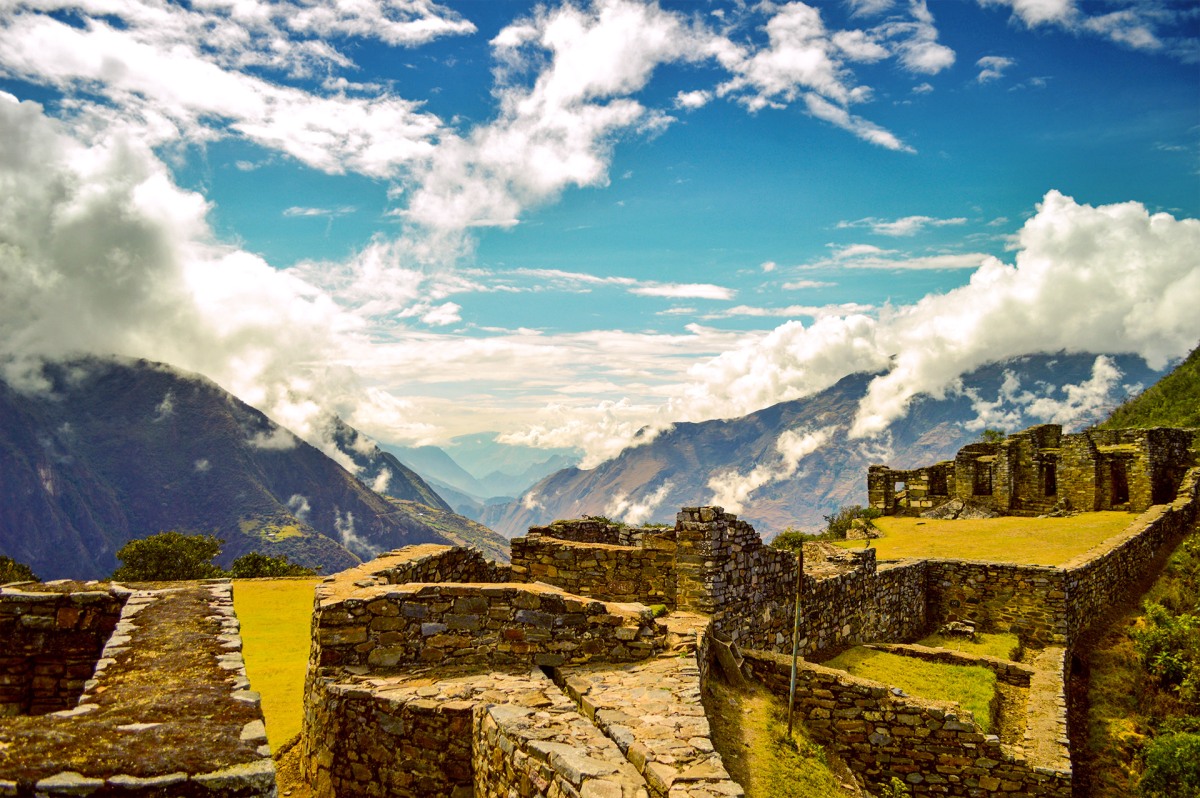 The Andes mountains from Hanan Plaza, Choquequirao, Cusco, Peru