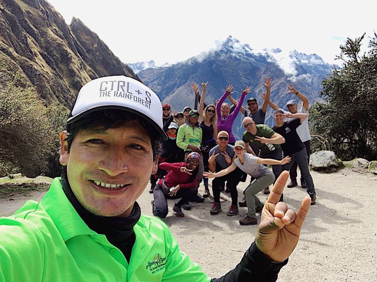 Celebrating with our guide Daniel after everyone made it to the top of Dead Woman’s Pass