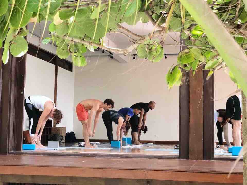 The gorgeous beach appointed yoga studio .