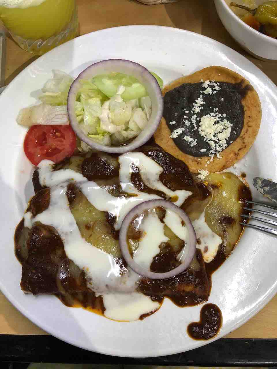 Don Cafeto Chocolate and cheesy Mole. Vegetarian only!