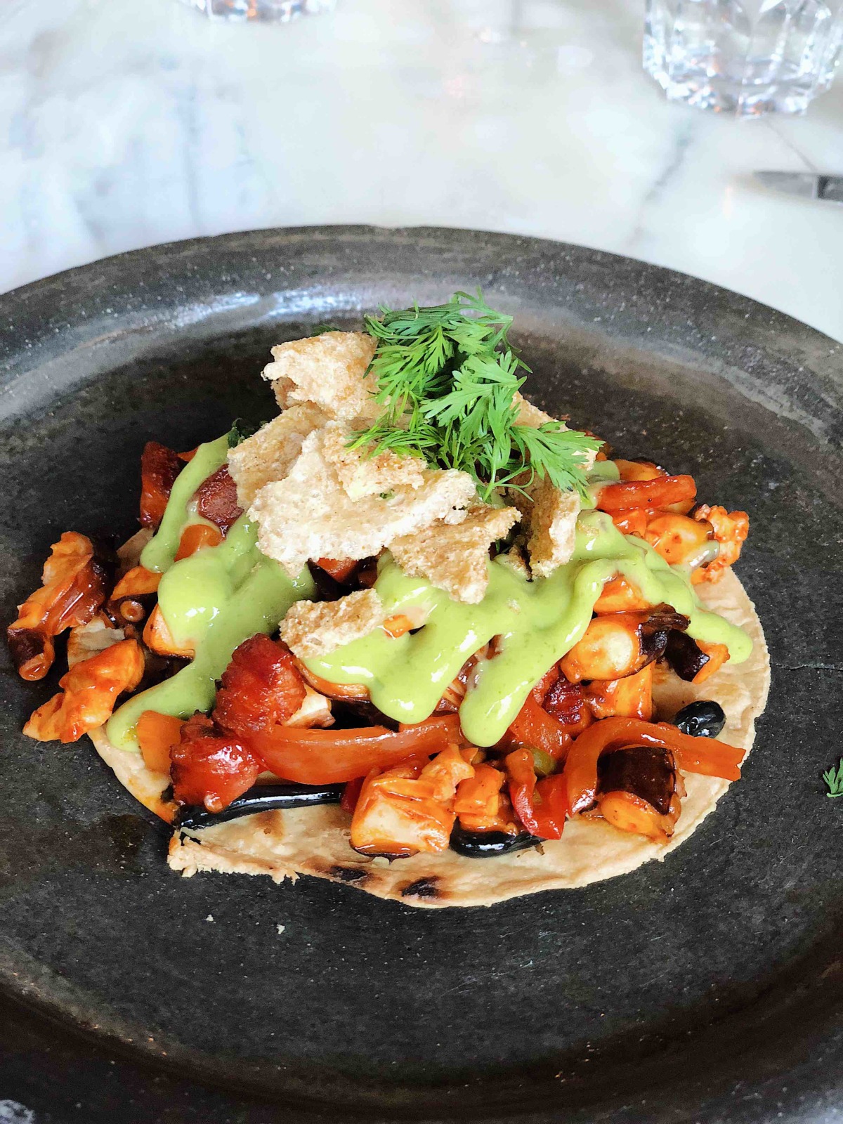 Tostada de Pulpo Y Tocino