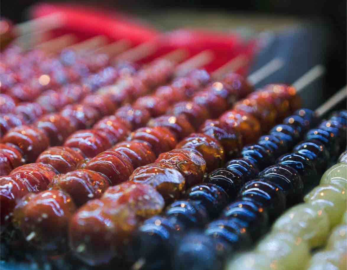 Candied fruits on a stick